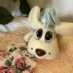 Vintage pound puppies Cuddly Cream and Blue Striped Puppy Plush